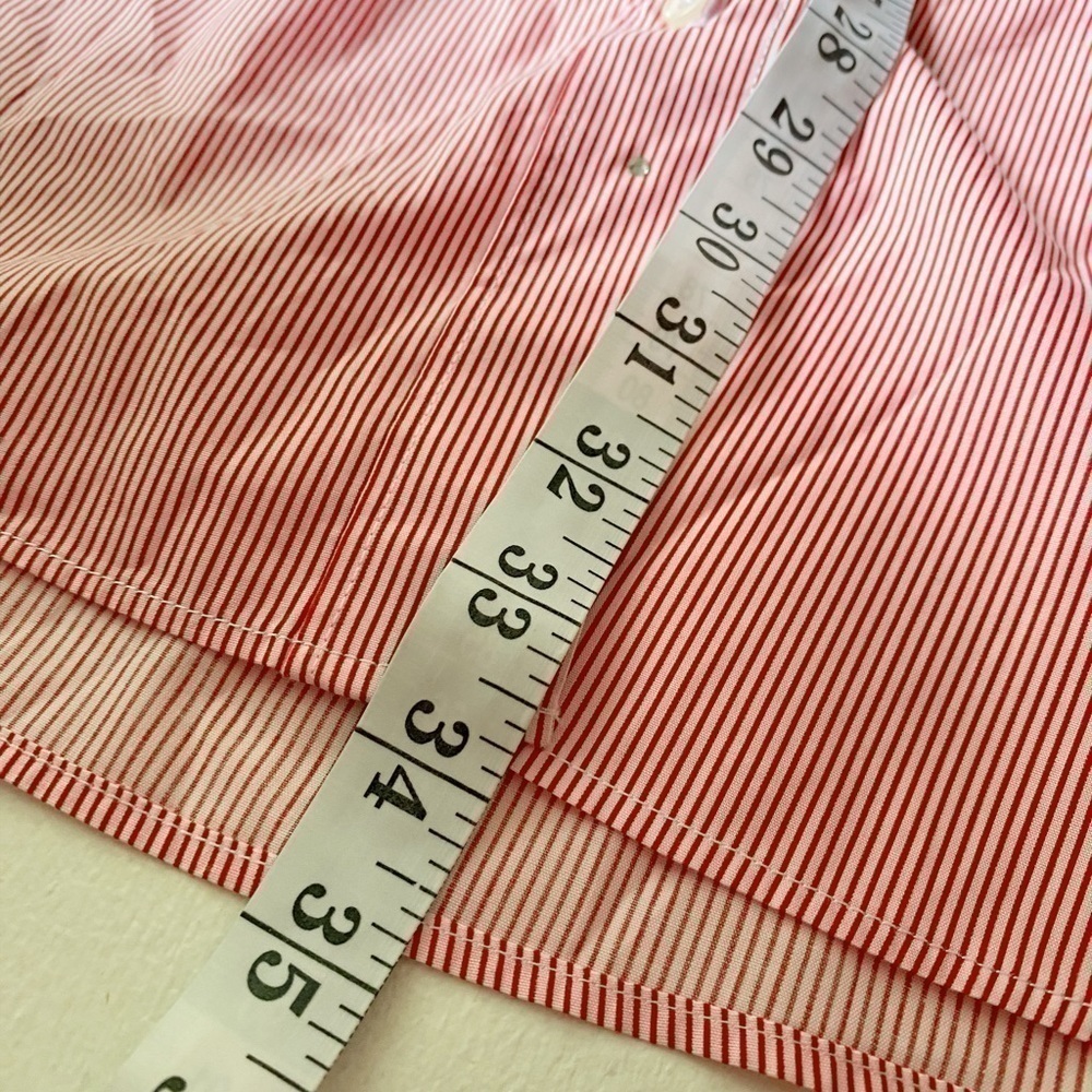 Las Olas Red and White Striped Button Down Long Sleeve Shirt with Embroidery - Picture 9 of 12